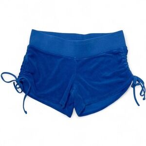 Vintage‎ Y2K Express Blue Ruched Micro Shorts Terry Cloth Scrunch Women's Small